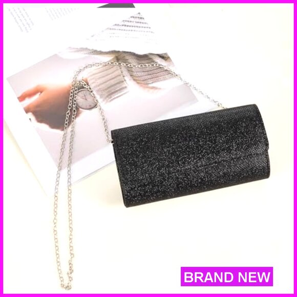 Evening Clutch Purse with Detachable Chain, Envelope Style Handbag - Picture 4 of 7